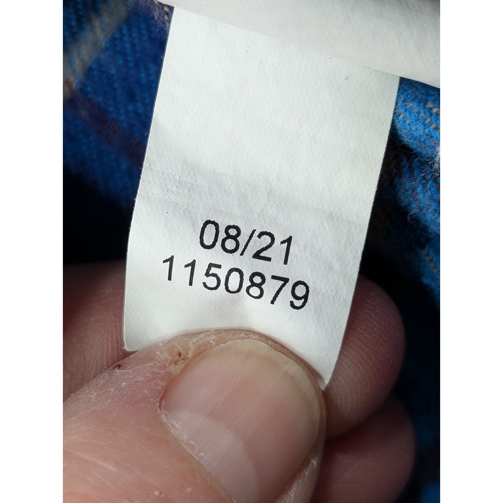 LL Bean Mens M Tall Flannel Shirt Traditional Fit Blue Brown Plaid Long Sleeve - Picture 9 of 10
